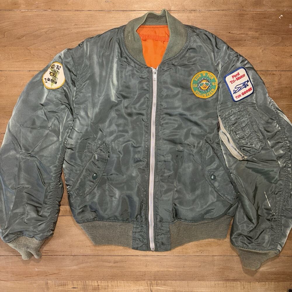 Vintage MA-1 Alpha Industries Style Bomber Jacket USAF 1980s With Patch Military